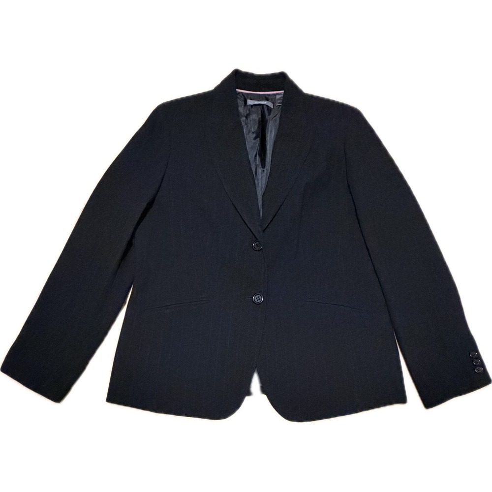 Liz Claiborne Womens black Pinstripe Two Button Blazer Jacket Size 14